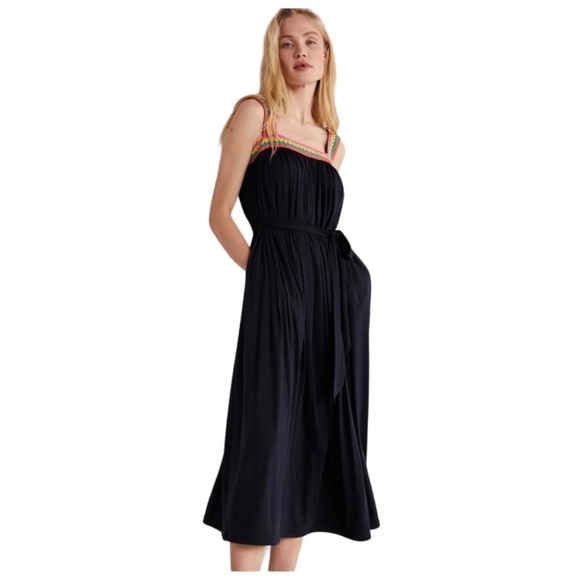Boden Dresses & Skirts - BODEN RAINBOW CROCHET TRIM STRAP NAVY SOFT MAXI DRESS NEW WITH TAG SIZE 12R